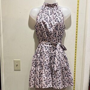 Floral Halter Dress with Tie Waist